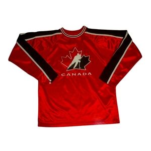 Vintage 90s Team Canada Hockey Jersey MightyMac Sports Y2K Red & Black